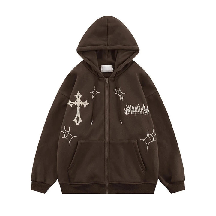 Cross Zip Up Hoodie