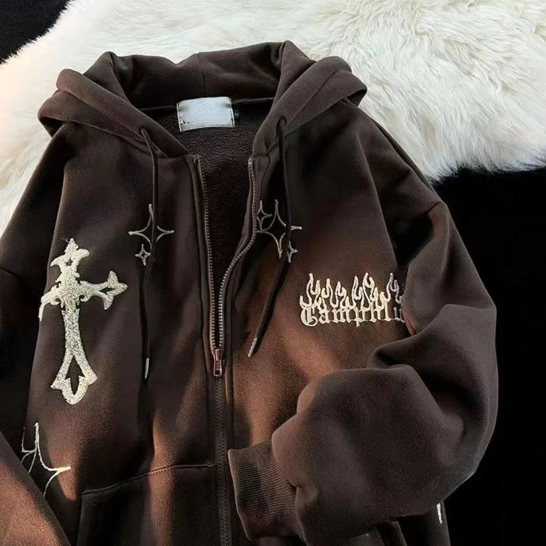 Cross Zip Up Hoodie