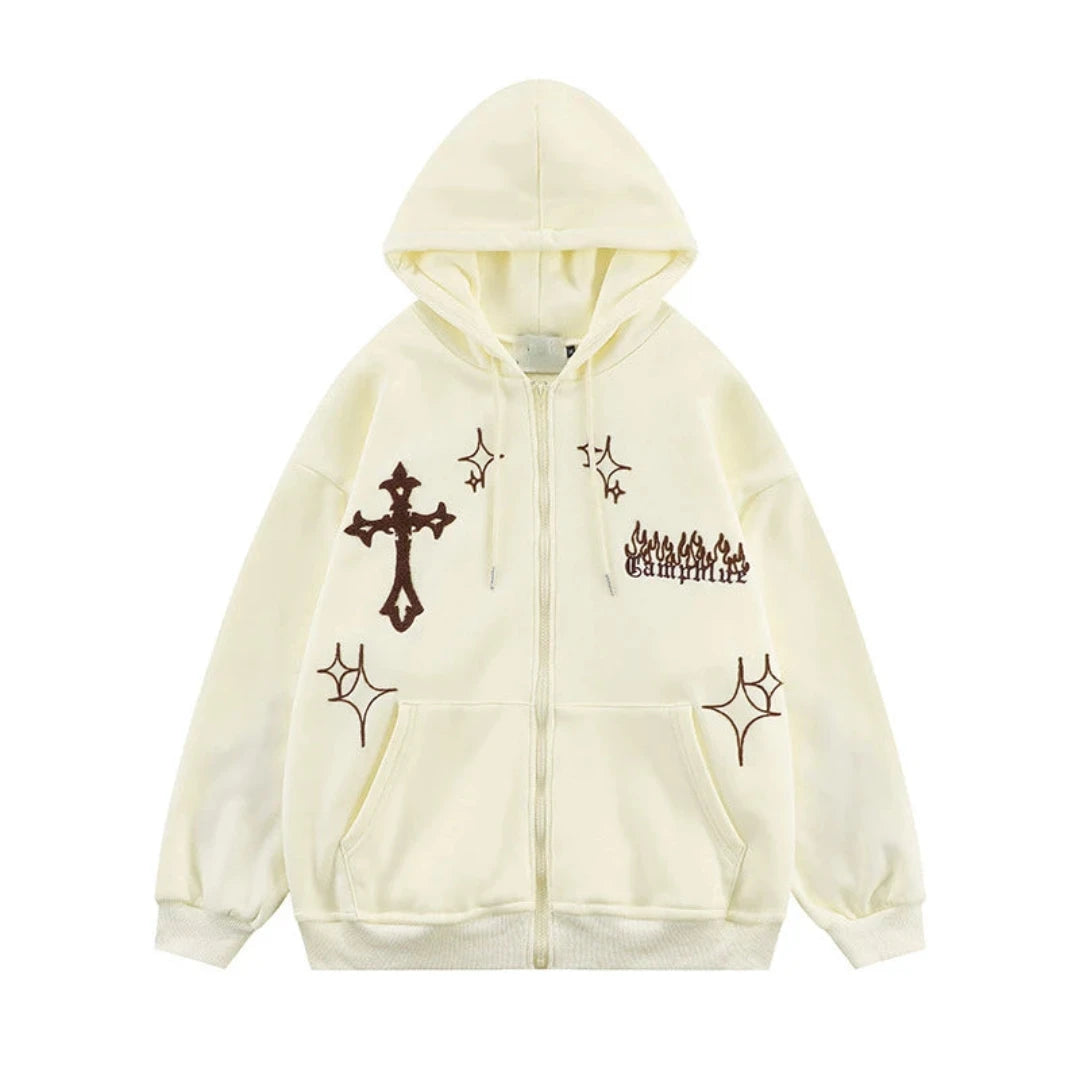 Cross Zip Up Hoodie