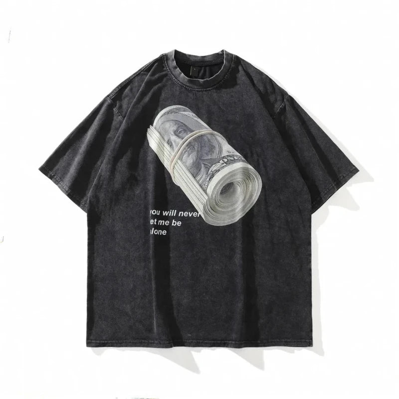 Icy Minded. A black t-shirt featuring a graphic of a roll of money, perfect for casual wear with a touch of flair.