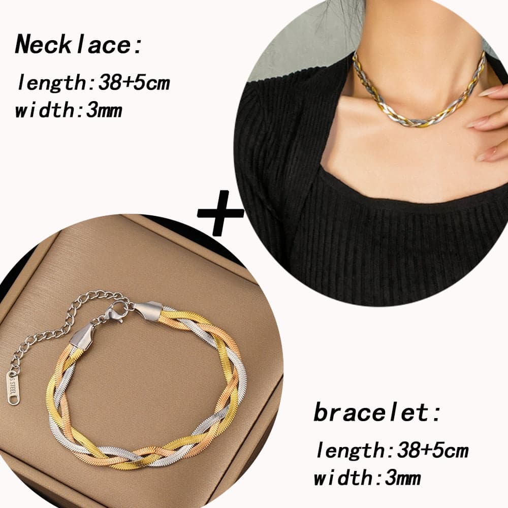 Gold Chain Necklace Bracelets Set