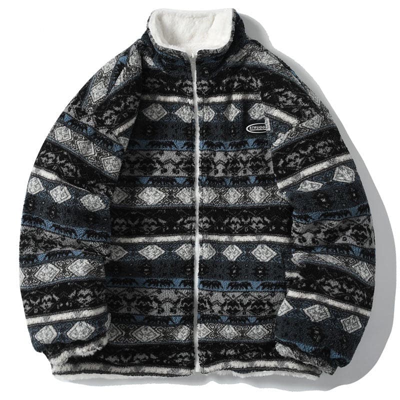 Reversible Pattern Fleece Jacket